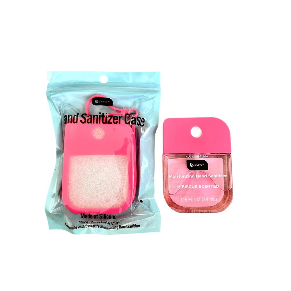 B-Pure Hibiscus Hand Sanitizer and Matching Silicone Keychain Clip